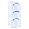 Snap-Lid Storage Bin, 8.45 gal, 14" x 18" x 12.25", Clear/Blue, 3/Pack
