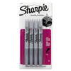 Metallic Fine Point Permanent Markers, Fine Bullet Tip, Metallic Silver, 4/Pack