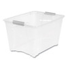 Stack and Pull Latching Flat Lid Storage Box, 13.5 gal, 22" x 16.5" x 13.03", Clear
