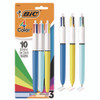 4-Color Multi-Color Ballpoint Pen, Retractable, Medium 1 mm, Assorted Ink and Barrel Colors, 3/Pack