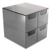 Plastic Cube Desktop Organizer, 4 Compartments, 6 x 6 x 6, Smoke