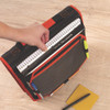 Zipper Binder, 3 Rings, 2" Capacity, 11 x 8.5, Black/Red Accents