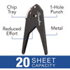 20-Sheet Low Force One-Hole Punch, 9/32" Holes, Black 20-Sheet Low Force One-Hole Punch, 9/32" Holes, Black