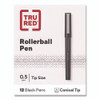 Rollerball Pen, Stick, Fine 0.5 mm, Black Ink, Black/Clear Barrel, Dozen