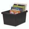 Storage Bin with Lid, 4 gal, 11.25" x 11.25" x 7.87", Black, 6/Pack