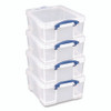 Snap-Lid Storage Bin, 4.49 gal, 11" x 18" x 4", Clear/Blue, 4/Pack