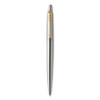 Jotter Rollerball Pen, Retractable, Medium 0.7 mm, Black Ink, Stainless Steel Barrel