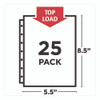Top Load Sheet Protector, Heavyweight, 8.5 x 5.5, Clear, 25/Pack