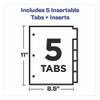 Plastic Insertable Dividers, 5-Tab, 11 x 8.5, Assorted Tabs, 1 Set
