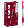 Signo GRIP Gel Pen, Stick, Medium 0.7 mm, Red Ink, Clear/Red/Silver Barrel, Dozen
