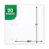 Graph Paper Tablet, 3-Hole, 8.5 x 11, Quadrille: 4 sq/in, 20 Sheets/Pad, 12 Pads/Pack