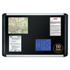 Soft-touch Bulletin Board, 36" x 24", Black Surface, Black/Satin Aluminum Frame