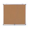 Slim-Line Enclosed Cork Bulletin Board with One Door, 47" x 38", Tan Surface, Satin Aluminum Frame
