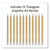 Essentials Triangular Pre-Sharpened Pencils, HB (#2), Black Lead, Yellow Barrel, 12/Box