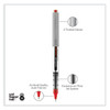 VISION Rollerball Pen, Stick, Fine 0.7 mm, Red Ink, Silver/Red/Clear Barrel, Dozen