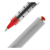 VISION Rollerball Pen, Stick, Fine 0.7 mm, Red Ink, Silver/Red/Clear Barrel, Dozen