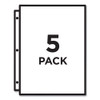 Binder Pockets, 3-Hole Punched, 9.25 x 11, Assorted Colors, 5/Pack
