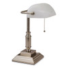 LED Bankers Lamp with Frosted Shade, 14.75" High, Brushed Nickel
