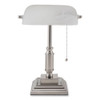 LED Bankers Lamp with Frosted Shade, 14.75" High, Brushed Nickel