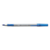 Round Stic Grip Xtra Comfort Ballpoint Pen, Stick, Fine 0.8 mm, Blue Ink, Gray/Blue Barrel, Dozen