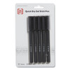 Quick Dry Gel Pen, Stick, Medium 0.7 mm, Black Ink, Black Barrel, 5/Pack