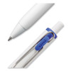 uniONE Gel Pen, Retractable, Medium 0.7 mm, Blue Ink, White/Blue Barrel, Dozen
