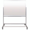 Mobile Magnetic Glass Dry Erase Board, 60" x 40", White Surface, Silver Aluminum Frame