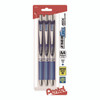 EnerGel RTX Gel Pen, Retractable, Medium 0.7 mm, Blue Ink, Blue/Silver Barrel, 3/Pack