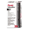 Rolling Writer Rollerball Pen, Stick, Medium 0.8 mm, Black Ink, Black Barrel, Dozen