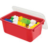 Cubby Bin with Lid, 12.28 x 7.95 x 5.23, Red, 5/Pack
