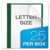 Clear Front Report Cover, Three-Prong Fastener, 0.5" Capacity, 8.5 x 11, Clear/ Hunter Green, 25/Box