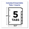 Insertable Big Tab Dividers, 5-Tab, Double-Sided Gold Edge Reinforcing, 11 x 8.5, Buff, Clear Tabs, 1 Set