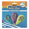 Wite-Out Brand Mini Correction Tape, Non-Refillable, Blue/Purple/Yellow Applicators, 0.2" x 314.4", 3/Pack