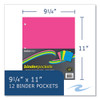 Binder Pocket, 9 w x 11 h, Assorted Colors, 144/Carton