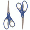Scissors with Antimicrobial Protection, 8" Long, 3.25" Cut Length, Straight Blue/Gray Handle, 2/Pack