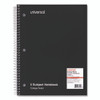 Wirebound Notebook, 5-Subject, Medium/College Rule, Black Cover, (200) 11 x 8.5 Sheets
