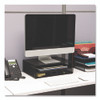 Multi-Tier Monitor Stand with 25-Piece Office Supplies Starter Pack, 15.75" x 11.75" x 4.5", Black, Supports 30 lb