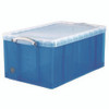 Snap-Lid Storage Bin, 16.9 gal, 17.31" x 28" x 12.25", Transparent Blue