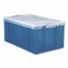 Snap-Lid Storage Bin, 16.9 gal, 17.31" x 28" x 12.25", Transparent Blue