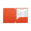 Two-Pocket Heavyweight Poly Portfolio Folder, 3-Hole Punch, 11 x 8.5, Orange, 25/Box