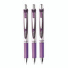 EnerGel RTX Deluxe Gel Pen, Retractable, Medium 0.7 mm, Purple Ink, Purple/Silver Barrel, 3/Pack