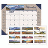 Earthscapes Recycled Monthly Desk Pad Calendar, Motivational Photos, 22 x 17, Blue Binding/Corners, 12-Month (Jan-Dec): 2025
