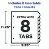 Insertable Style Edge Tab Plastic 1-Pocket Dividers, 8-Tab, 11.25 x 9.25, Translucent, 1 Set