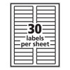 Labels, 0.66 x 3.44, White, 30/Sheet, 50 Sheets/Box
