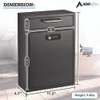 Large Secure Drop Box Wall Mounted Locking Mail Box with Key and Combination lock, 11.2 x 4.7 x 16.2, Black