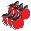 Magnetic Whiteboard Eraser, Red Apple with Black and White Leaves, Pack of 6