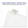 Preprinted Legal Exhibit Side Tab Index Dividers, Allstate Style, 26-Tab, J, 11 x 8.5, White, 25/Pack