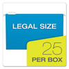 Colored Hanging Folders, Legal Size, 1/5-Cut Tabs, Assorted Colors, 25/Box