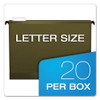 SureHook Hanging Folders, Letter Size, 1/5-Cut Tabs, Standard Green, 20/Box