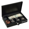 Low Profile Cash Box,1 Bill, 5 Coin Slots, Key Lock, 11.6 x 8 x 1.9, Steel, Black